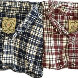 Lot of 2 Blue Harbour plaid flannel button long sleeve shirts XXL price for both